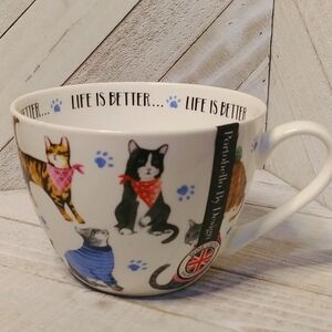 NWT Cat Bone China Mug "Life Is Better...With A Cat"